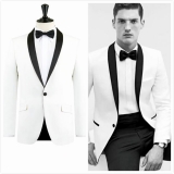 cheap wedding suits Fresh 2017 White Tuxedo Jacket Black Lapel Slim Fit Men Suit Custom Made